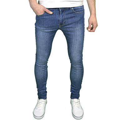 Enzo Mens Designer Super Stretch Skinny Fit Jeans at Amazon Men's