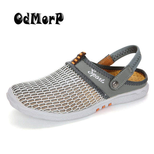 ODMORP Men Summer Shoes Sandals New Breathable Men Slippers Mesh