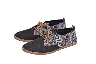 Amazon.com | virblatt Men's lace-up Hemp Shoes Patterned Espadrilles