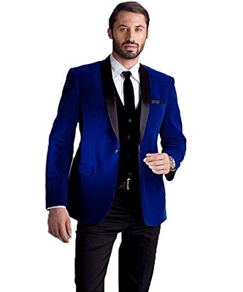 Mens Velvet Jacket Groom Suit Shawl Lapel Formal Prom Business