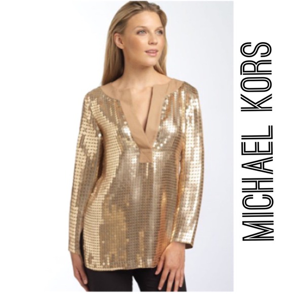 Michael Kors Tops | Gold Sequin Tunic | Poshmark