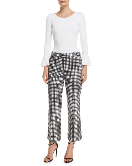 Michael Kors Collection Painterly Stripe Crepe Cady Cropped Trousers