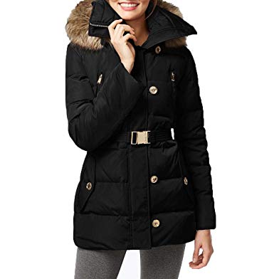 Amazon.com: Michael Kors Fur Trim Hooded Down Coat: Clothing