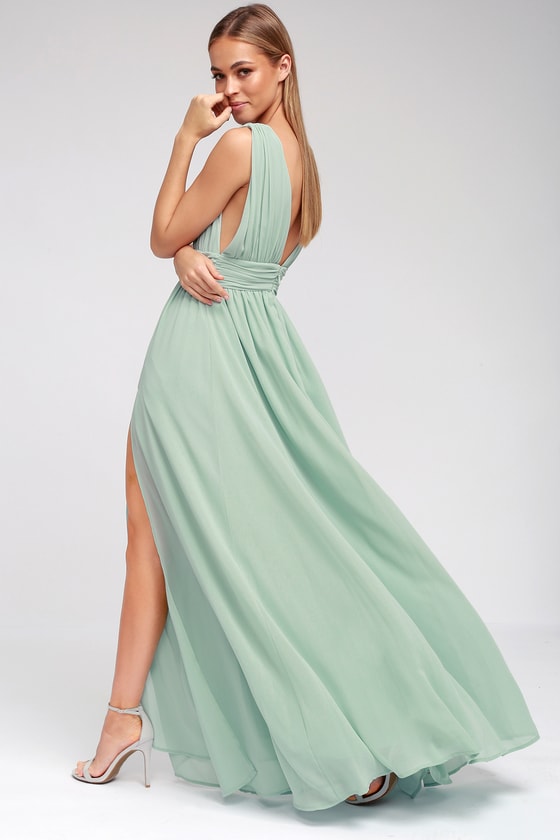 Mint Green Gown - Maxi Dress - Sleeveless Maxi Dress