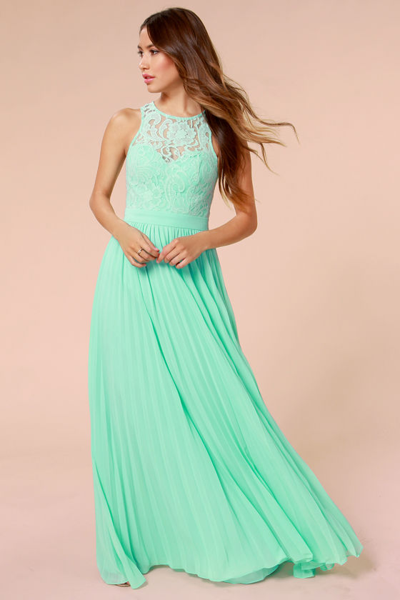 Pretty Mint Green Dress - Lace Dress - Maxi Dress - $166.00