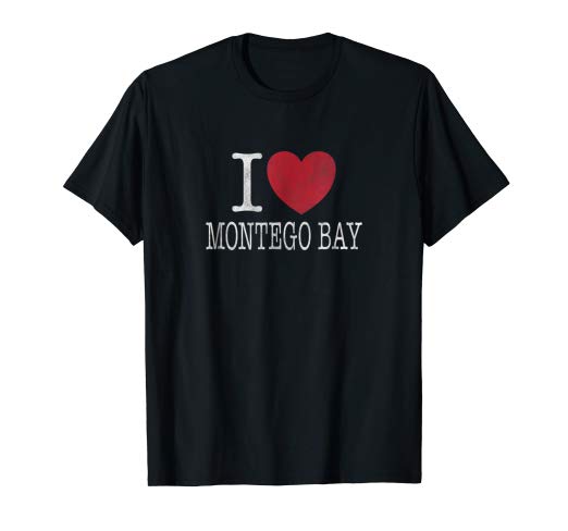 Amazon.com: I Heart Montego Bay Jamaica Vintage Distressed T Shirt