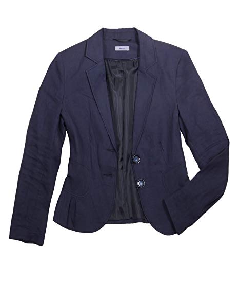 MONTEGO Women´s two-button linen blazer, navy blue, size 10 at