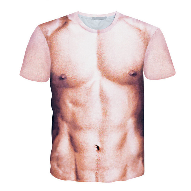 Summer Funny 3D Muscle T Shirt Tops Naked Personality T shirts for