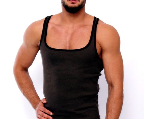 CottonRipp Muscle Shirt brown-black - Wagner Berlin