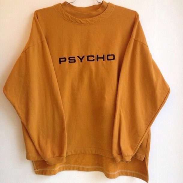 sweater, orange sweater, psycho, crewneck, jumper, long sleeves, 90s