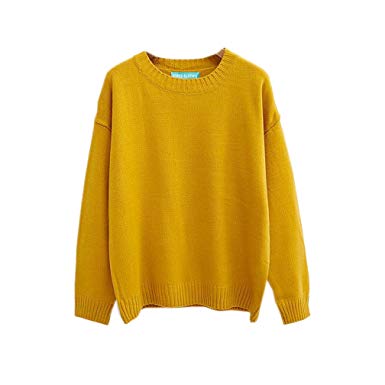 Womens All Match Loose Harajuku Pastel Yellow Mustard Sweatshirts at