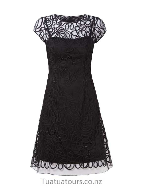 Popular Niente Black cocktail dress made of mesh with decorative