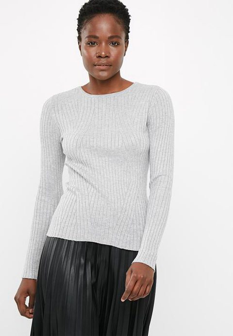 New Womens Pullovers | Only Natalia Ribbed Pullover In Grey 86817