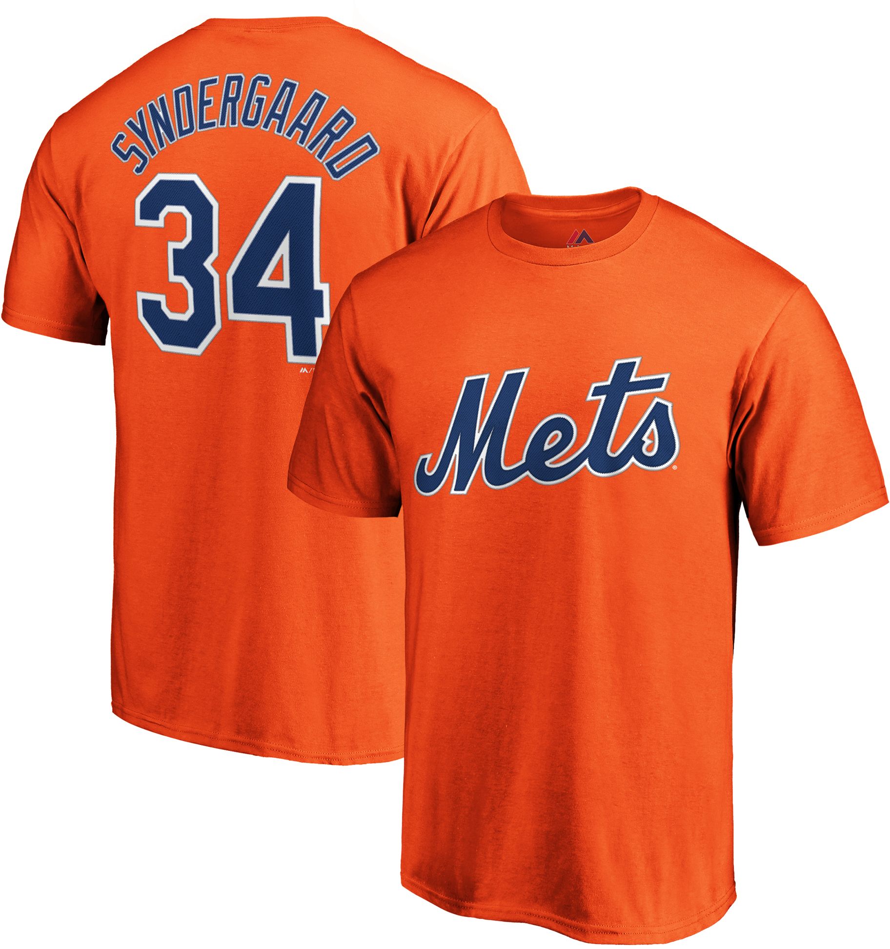 Majestic Men's New York Mets Noah Syndergaard #34 Orange T-Shirt