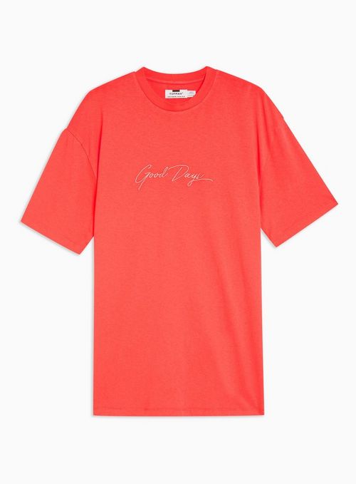 Orange 'Good Days' Embroidered T-Shirt - TOPMAN USA