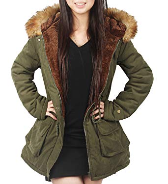 Amazon.com: 4HOW Womens Hooded Parka Jacket Winter Coat Warm Faux
