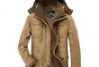 AFSJEEP Mens Thick Fleece Winter Coat Hooded Solid Color Jacket Plus