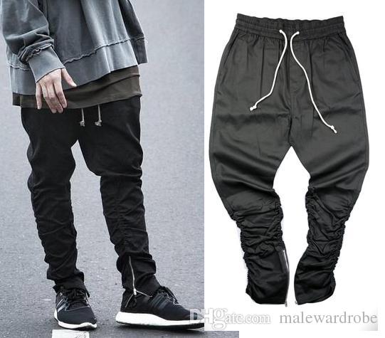 Justin Bieber Side Zipper Pants Men Slim Fit Casual Hip Hop Jogger