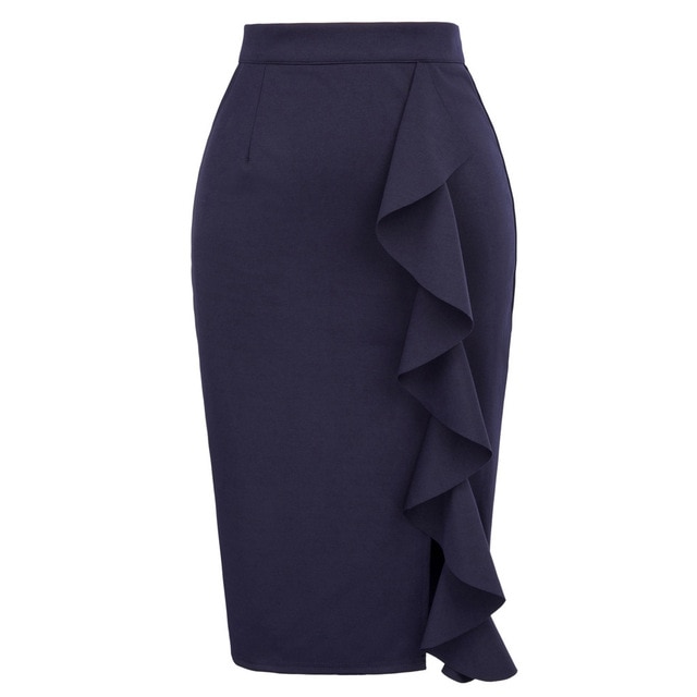 Pencil Skirts Womens 2018 New Sexy Ruffles Skirt Wear to Business