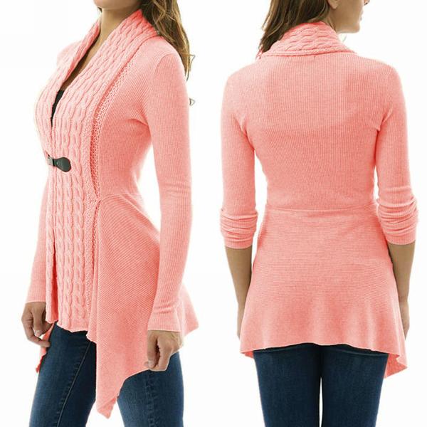 Her Trendy Pink Cardigan Single Button Long Sleeve Knitted Outwear