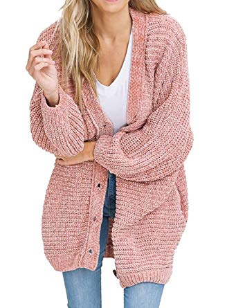 Plus Size Womens Cardigans Boyfriend Long Cable Knit Button Cardigan