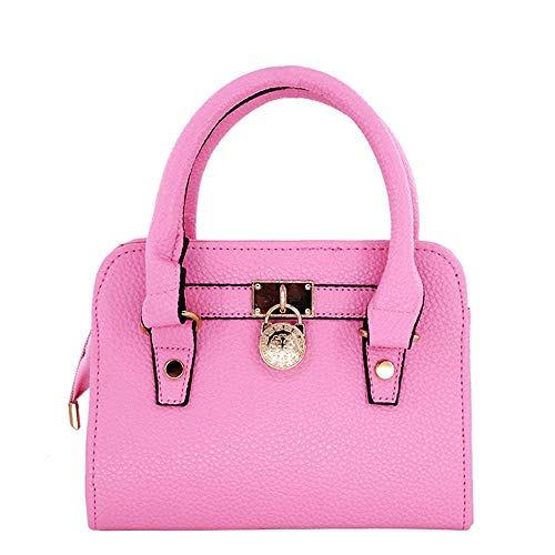 Manka Vesa Vintage Ladies Pink Leather Small Bag Women Lock Bags