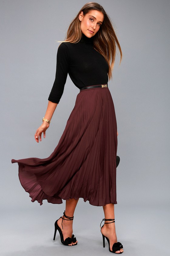 Chic Plum Purple Skirt - Pleated Skirt - Midi Skirt