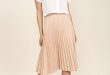 Blush Pink Skirt - Midi Skirt - High-Waisted Skirt - Pleated Skirt