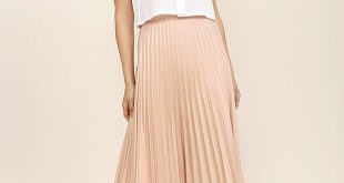 Blush Pink Skirt - Midi Skirt - High-Waisted Skirt - Pleated Skirt