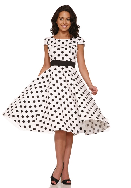 Dancing White with Black Polka Dots Dress - AndyLiz boutique