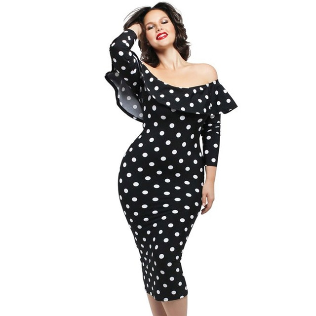 women polka dots dress plus size vestidos Retro Vintage valentines