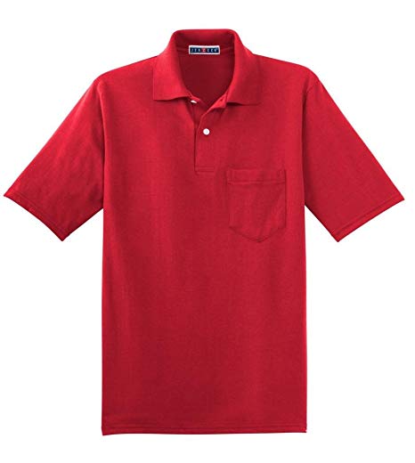 Jerzees Men's Five Point Left Chest Pocket Polo Shirt at Amazon
