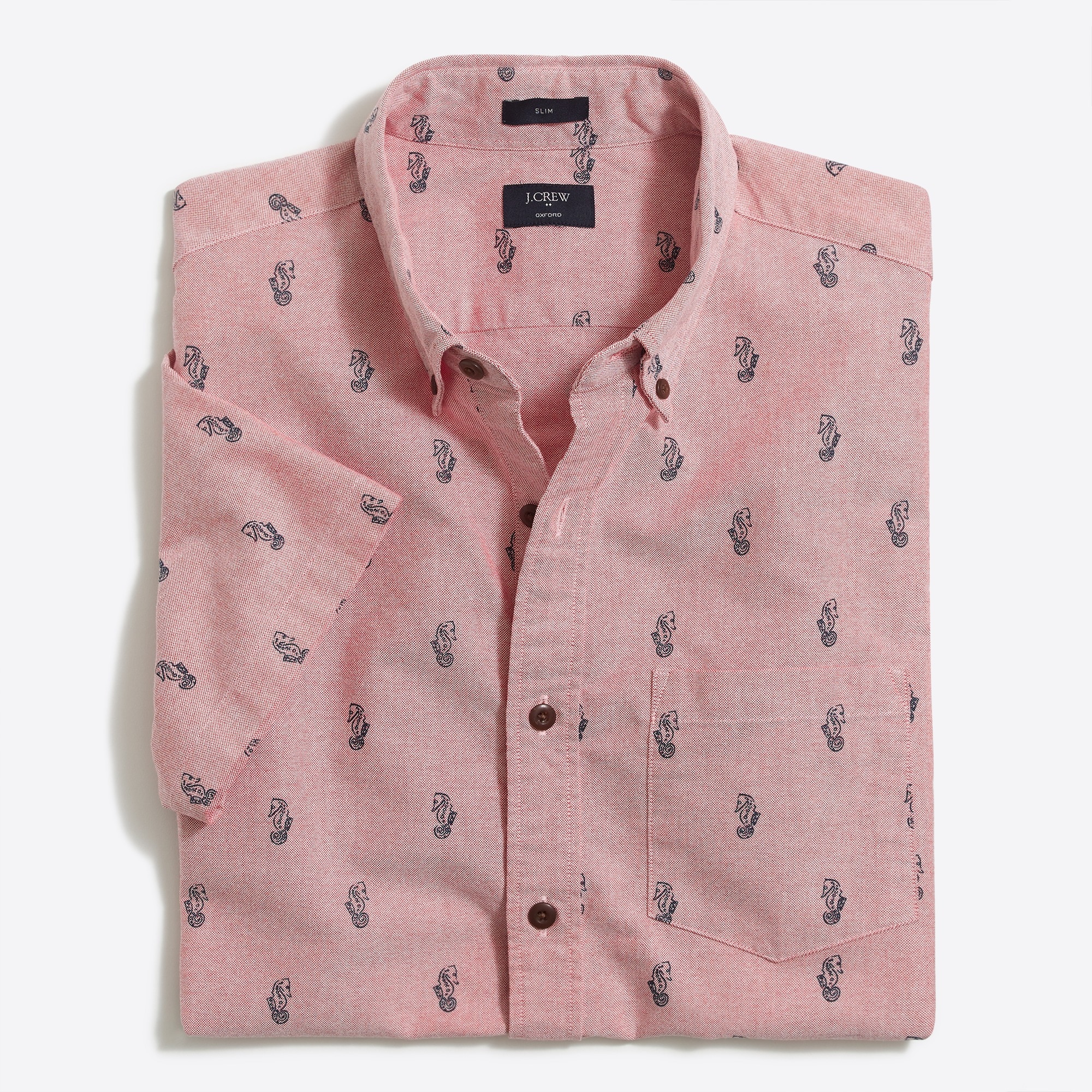 Slim short-sleeve printed oxford shirt : FactoryMen Shirts | Factory