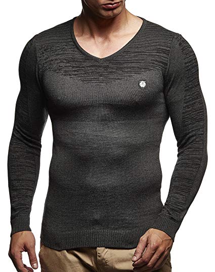 Amazon.com: LEIF NELSON Men's Hoodie Knitted Pullover Jumper Basic V