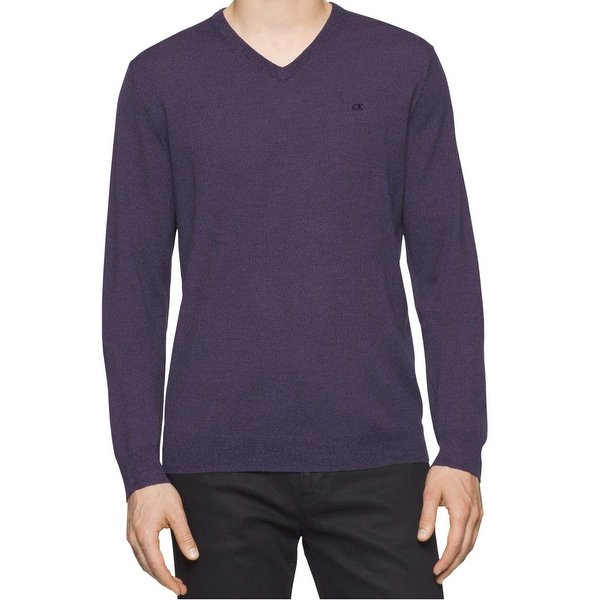 Shop Calvin Klein Mens Large Pullover V-Neck Wool Sweater - On Sale