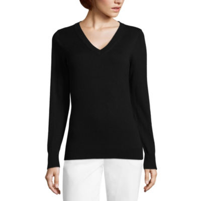 Worthington Womens V Neck Long Sleeve Pullover Sweater - JCPenney