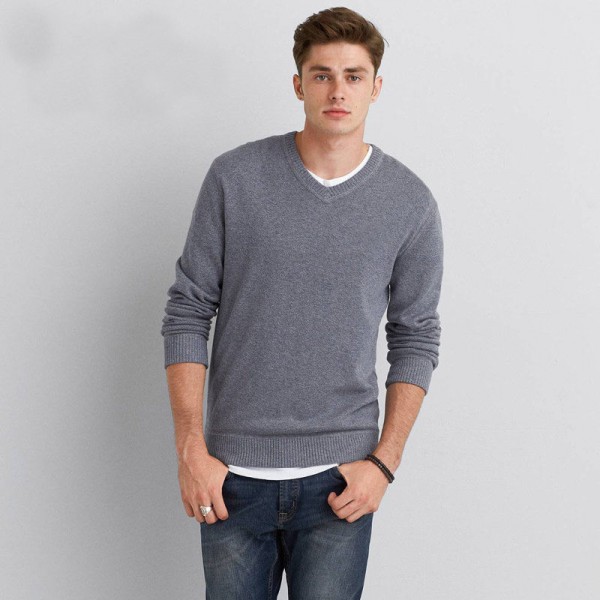 Buy Mens Sweater Pullover Original Cotton V Neck Solid Color Casual