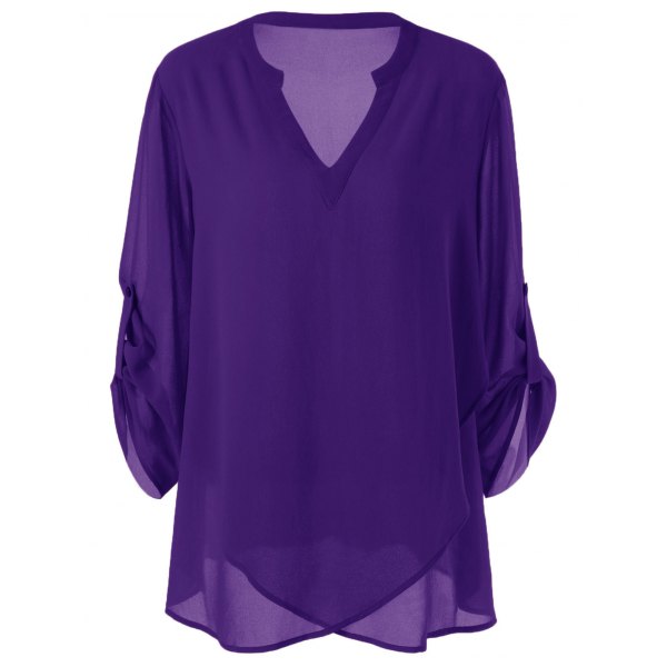 Wholesale Plus Size Split-Neck Adjustable Sleeve Blouse 5xl Purple