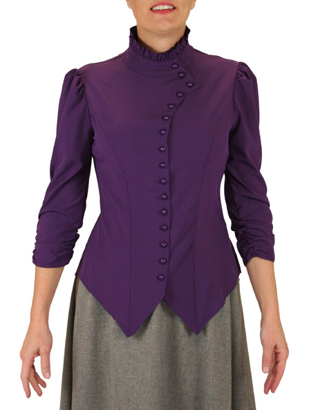 Vesta Blouse Ruched Sleeve - Purple