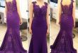 ZYLLGF Bridal Long Purple Evening Gowns Mermaid Sleeveless Cheap