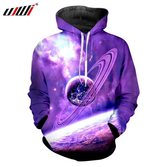 UJWI Hoodies Purple Space Galaxy Sweatshirt 3D Hoodie Men Hip Hop