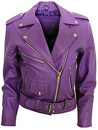 Women's Stylish Brando Purple Leather Biker Jacket at Amazon Women's
