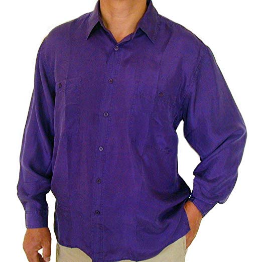 Surprise Men's 100% Silk Shirts (Purple) at Amazon Men's Clothing store: