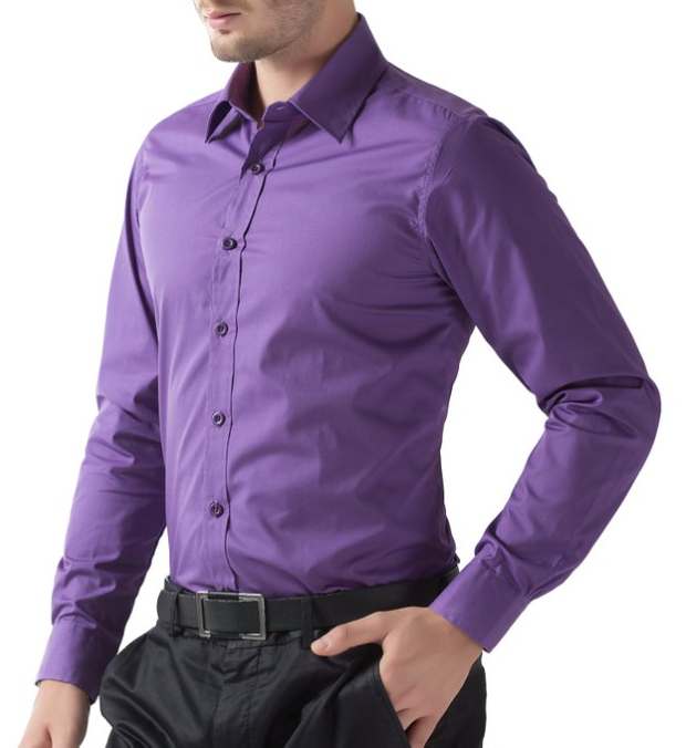 PAUL JONES Purple Mens Casual Slim Dress Shirts | Blingby