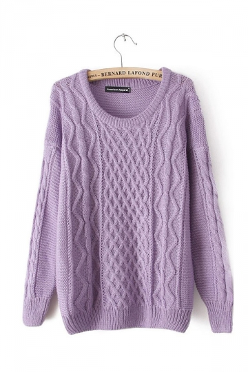 Cable Knit Pullover Purple Sweaters Sweater Dresses For Women