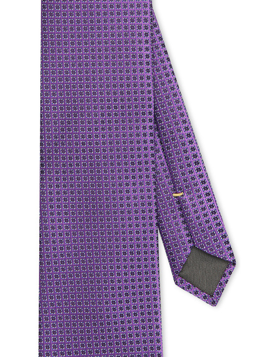 Purple tie with pattern in pure silk, Made in Italy. Check out the