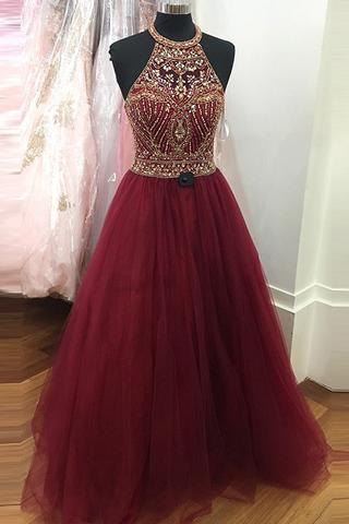 Prom Dresses,Ball Gown Evening Gowns,Wine Red Prom Dresses,Party