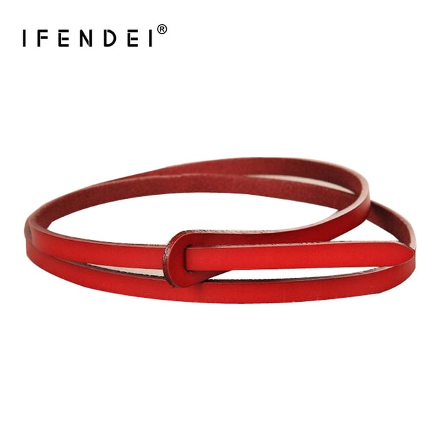 IFENDEI Red Belt For Women's Dress Genuine Leather White Belt Waist