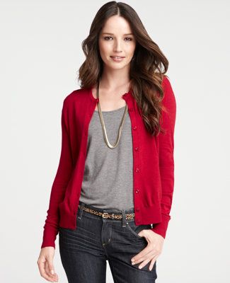 I do believe I would enjoy a red cardigan for fall | polka dots