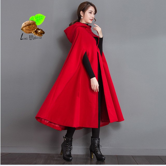 2019 new Women Autumn & Winter fashion warm red Cashmere loose cloak